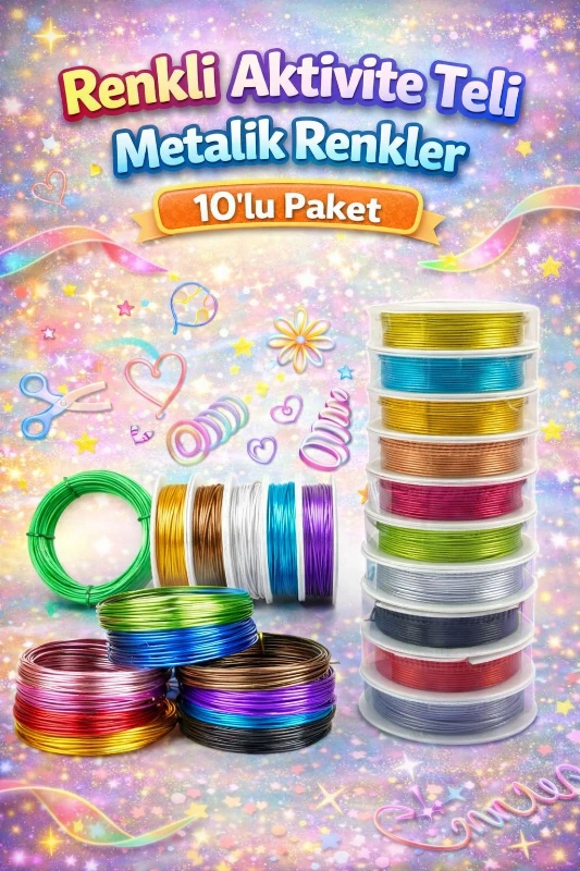 RENKLİ RULO AKTİVİTE TELİ / 10LU PAKET